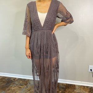 Purple lace maxi dress